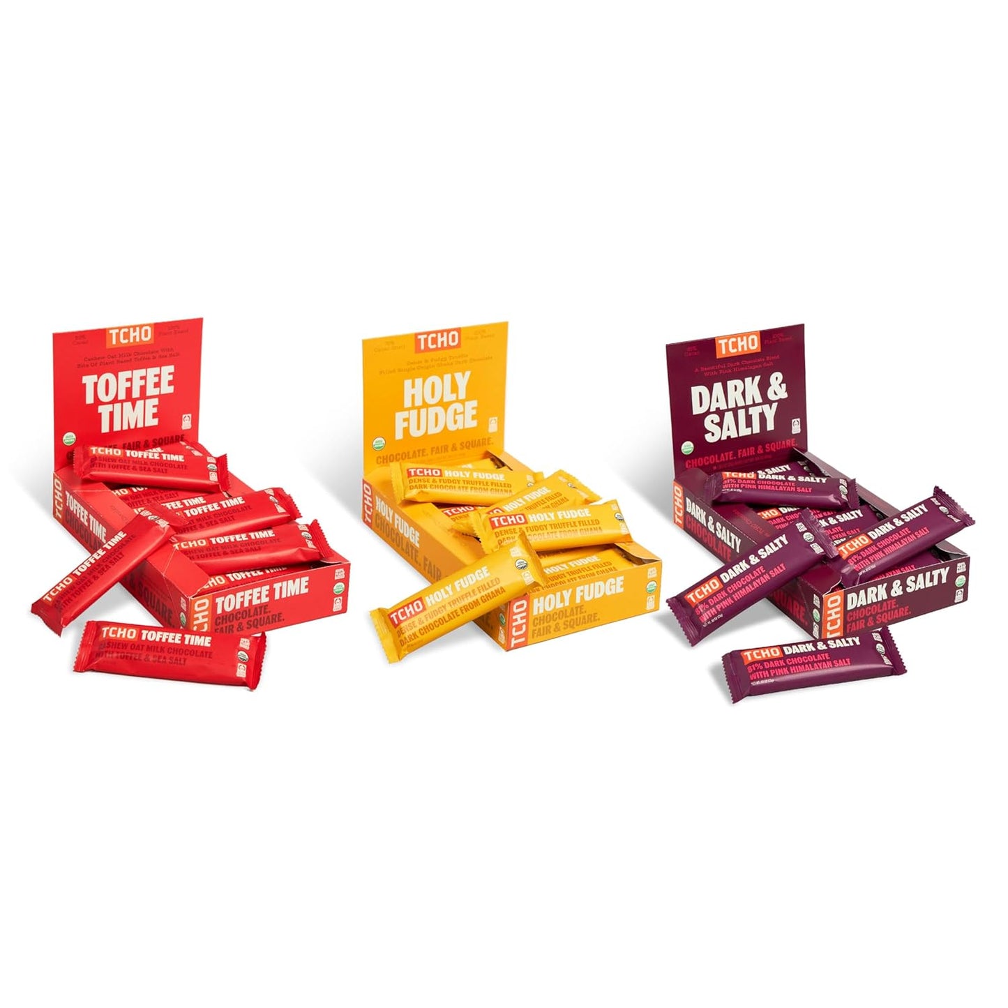 TCHO Singles Variety Pack - Organic Vegan Chocolate Bars 18 Count