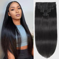 Straight Clip in Hair Extensions Real Human Hair 16in - Natural Volume