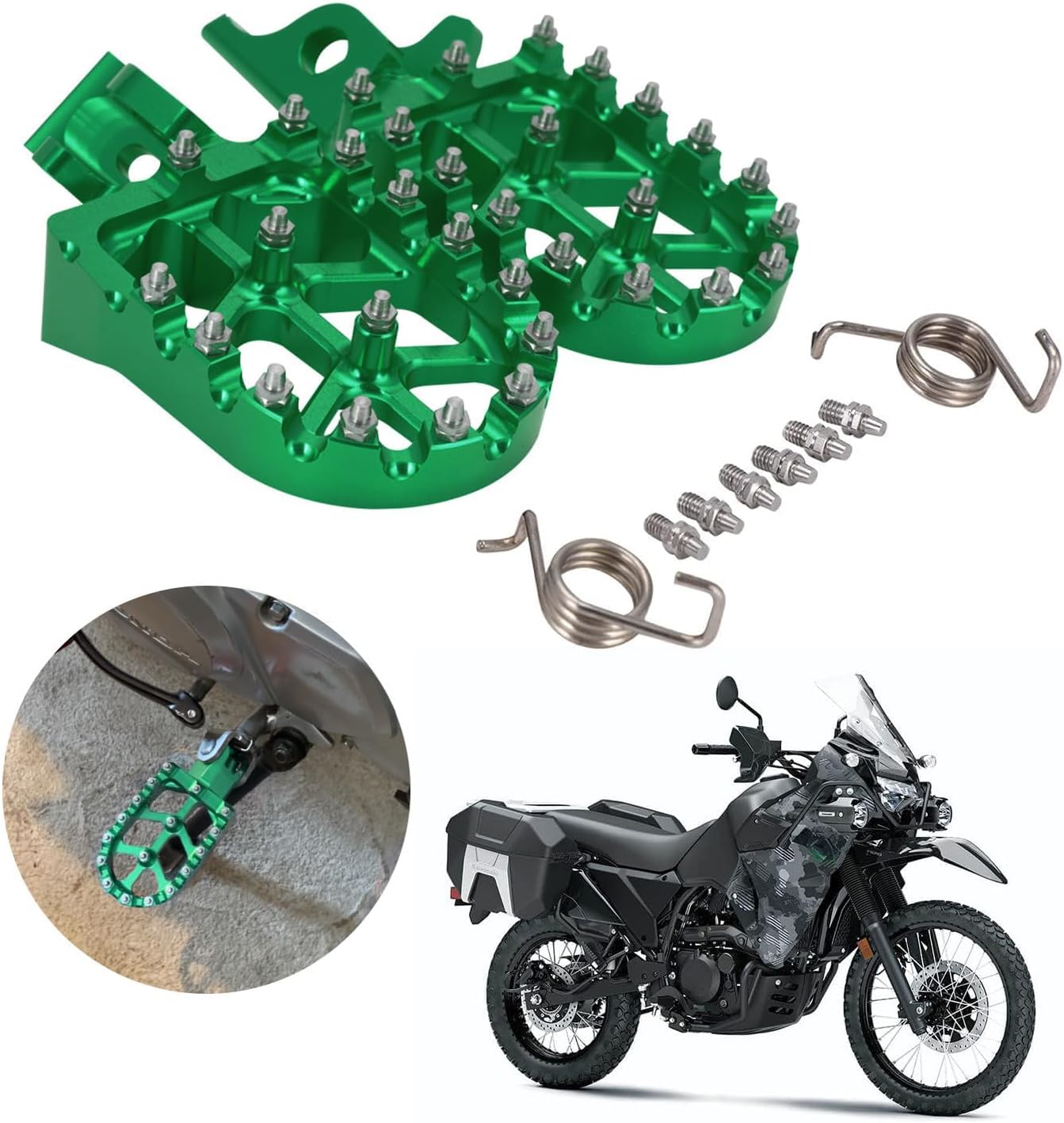 JFG RACING Motorcycle FootPegs for KLR 650 1987-2018 Green