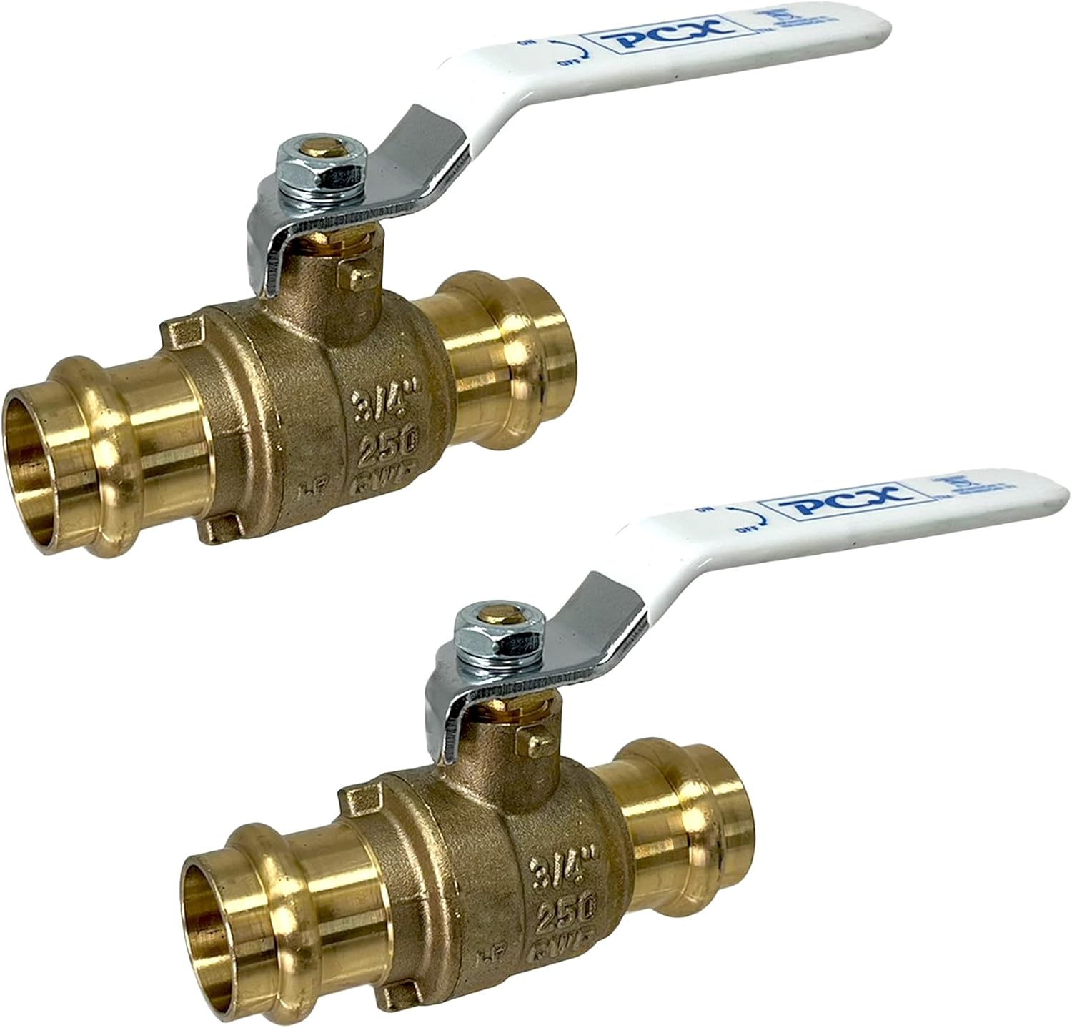 PROCURU 2-Pack 3/4-Inch Press Copper Ball Valve for Plumbing