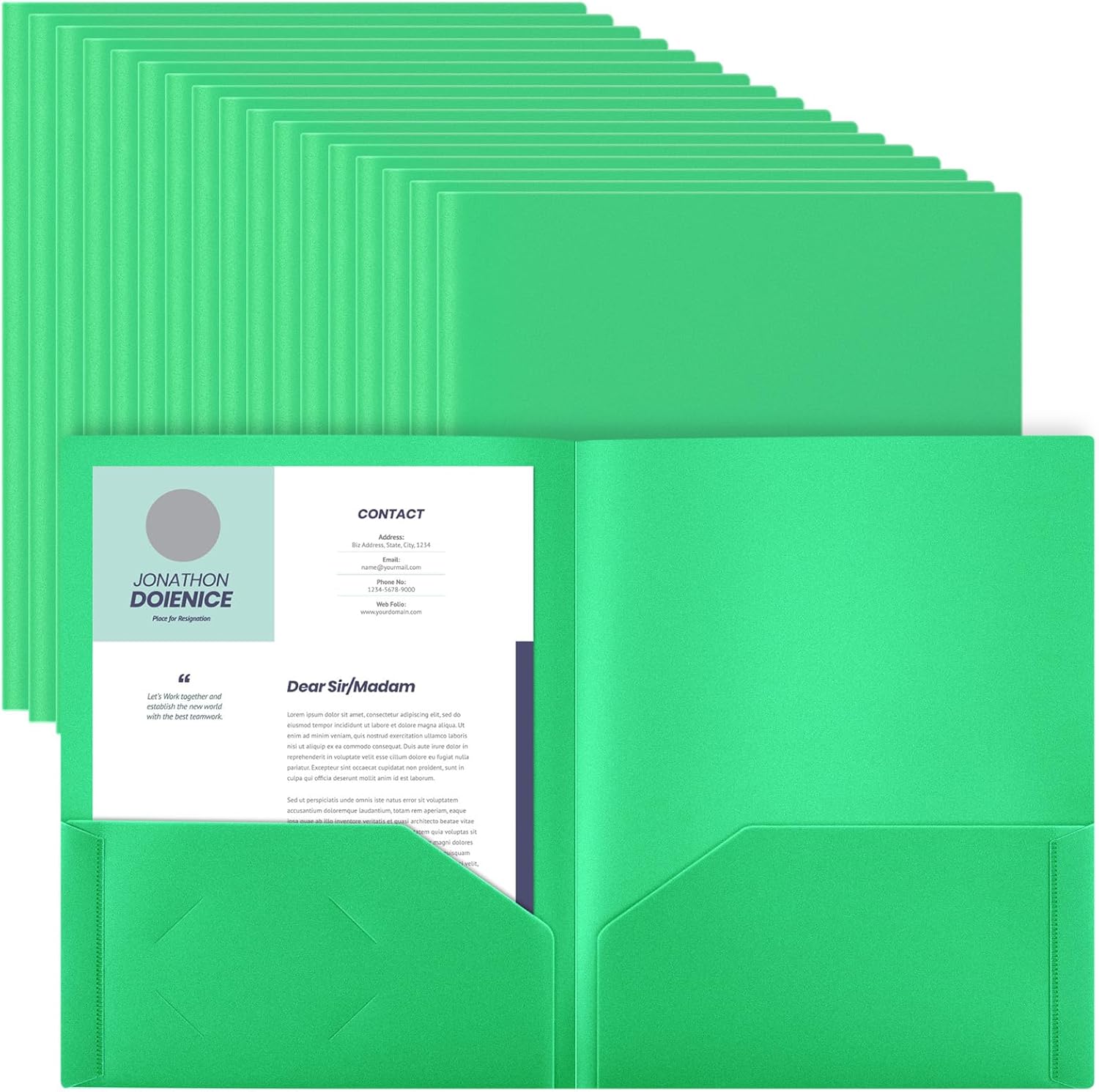 Gueevin 50 Pcs Plastic Folders with Pockets for School Use