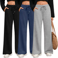 Wide Leg Sweatpants 3 Pack - Comfortable Drawstring Joggers