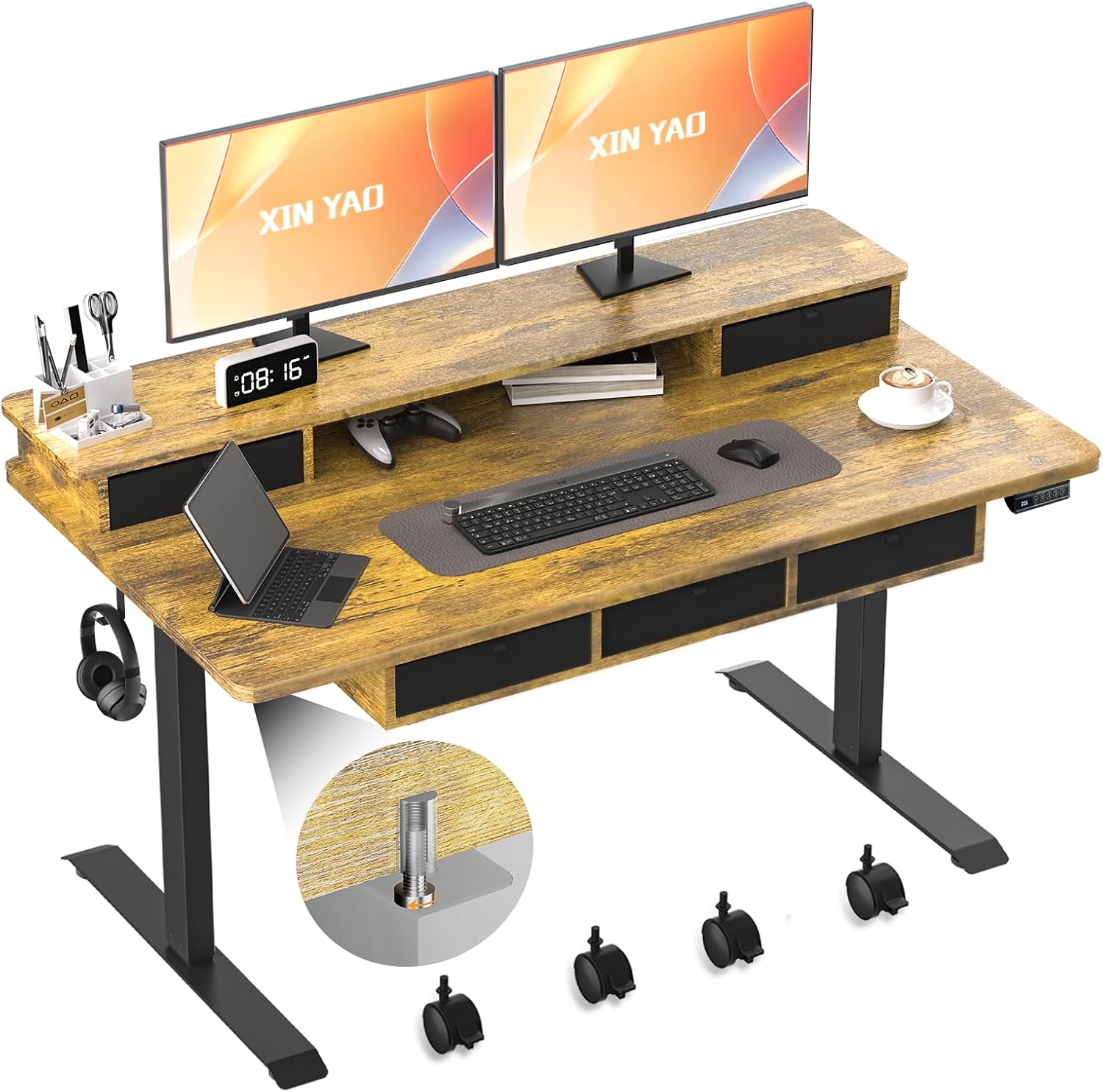 XINYAO Electric Standing Desk: Height Adjustable with 5 Drawers