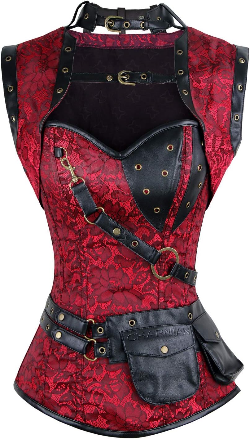 Charmian Women's Steampunk Spiral Steel Boned Corset Tops