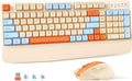 MEETION Colorful Wireless Keyboard & Mouse Set - Retro Keycap, Ergonomic Design, Rechargeable - Windows/Mac Compatible