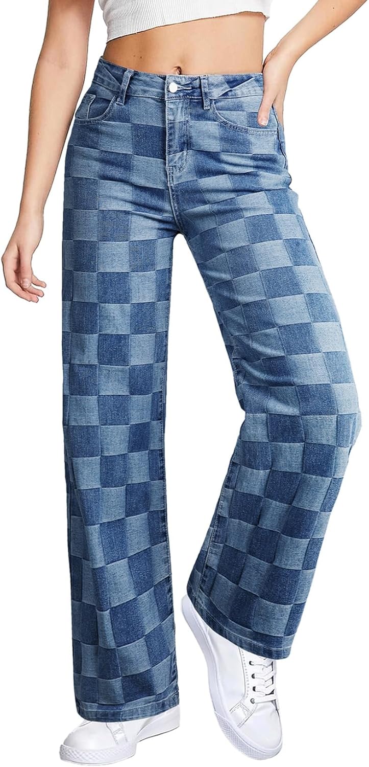 Wide Leg Jeans for Women with High Waist and Stretchy Fit