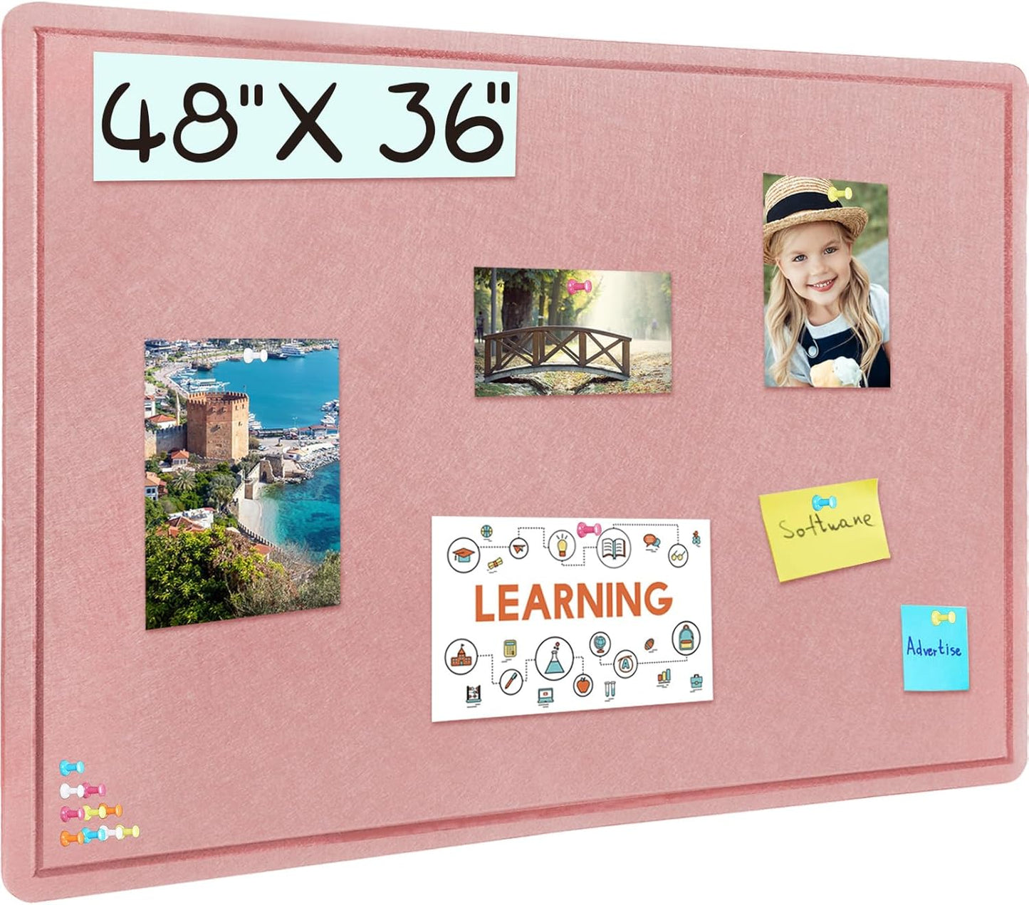 Large Decorative Felt Pin Board - 48 X 36 inches for Home