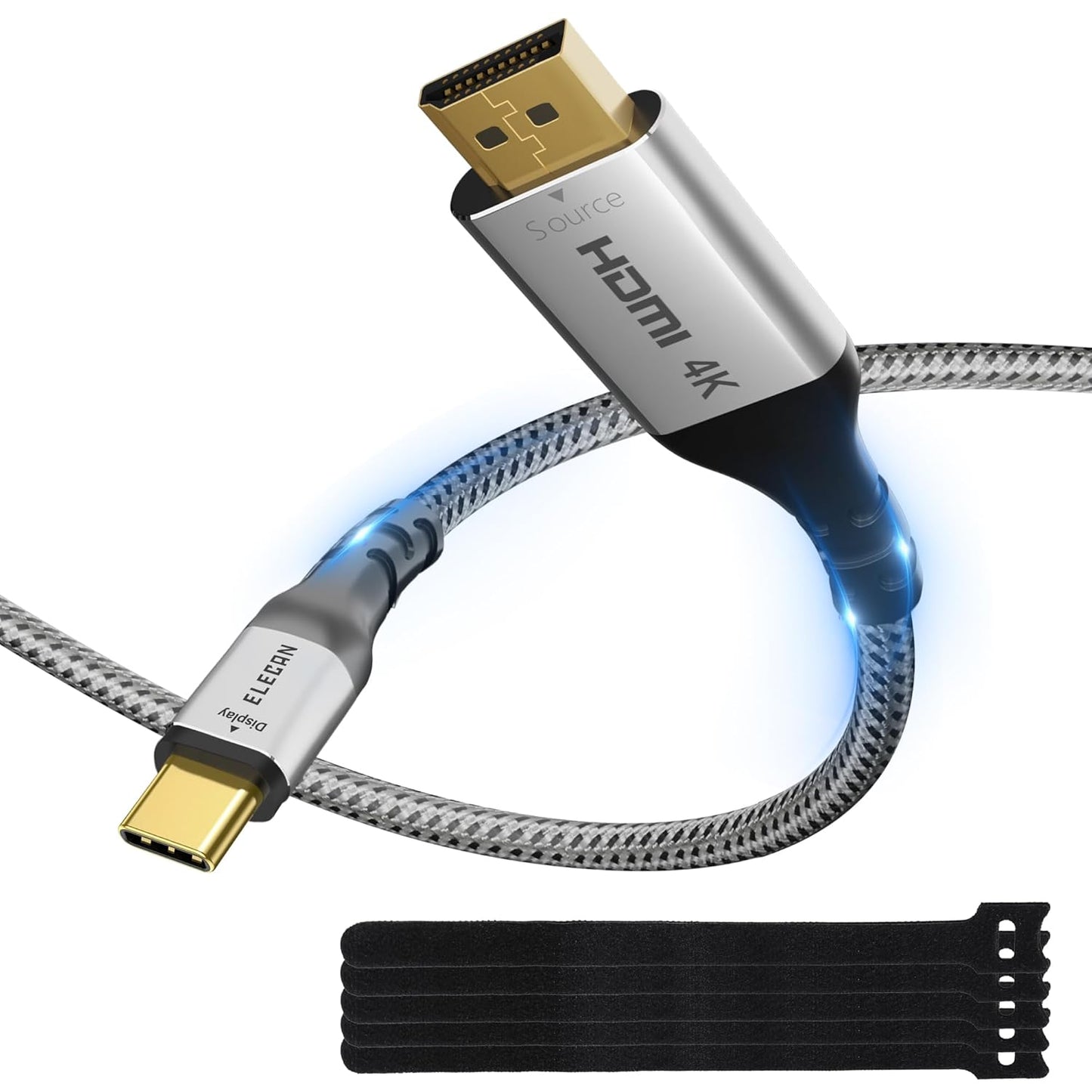 15ft Elecan DisplayPort to USB-C Cable 4K@60Hz