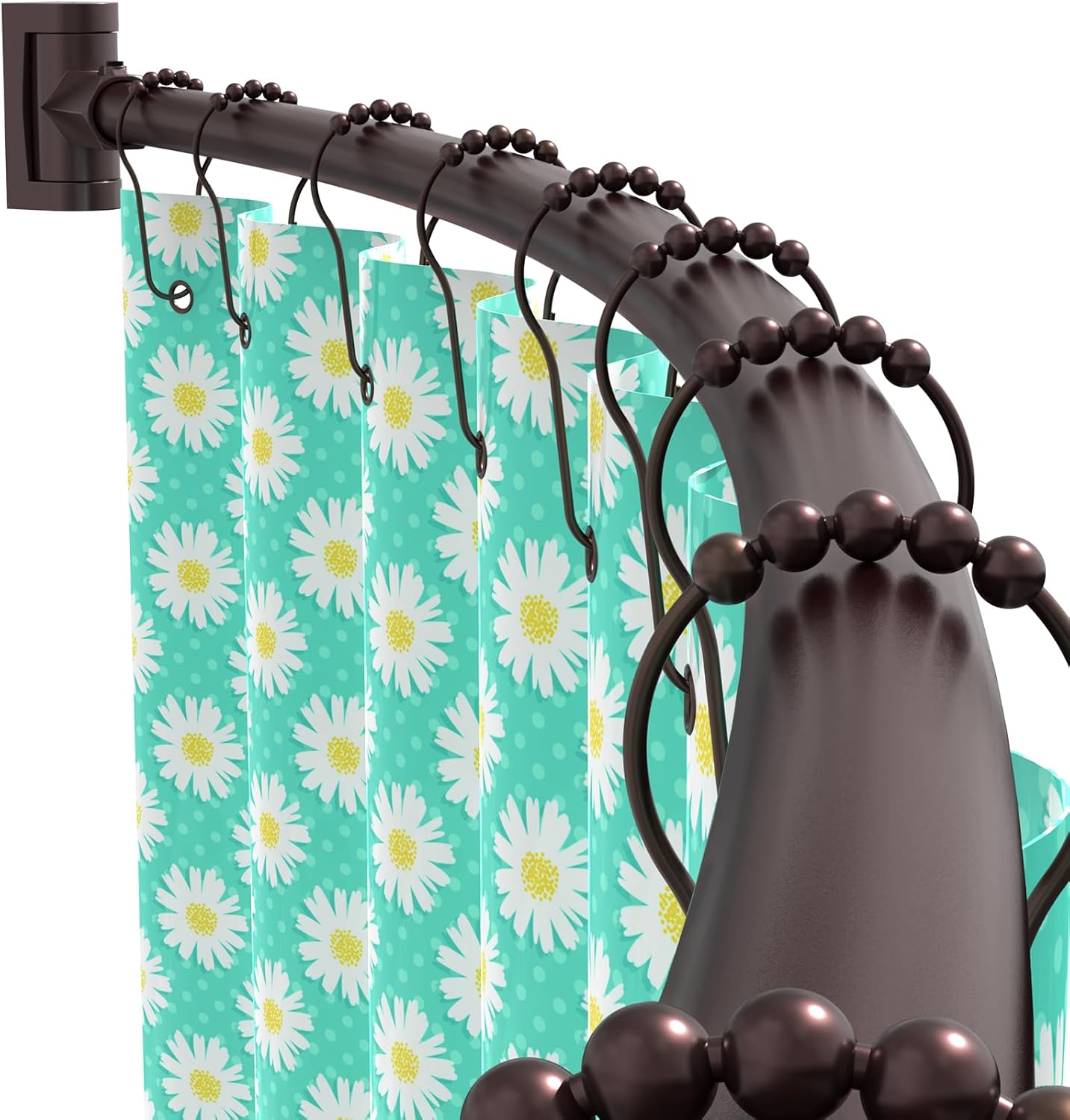Curved Shower Curtain Rod for Bathroom 38-72 Inches Adjustable