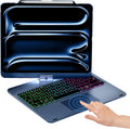 iPad 13 Pro Case with Keyboard - Rainbow Backlit, 360 Rotatable