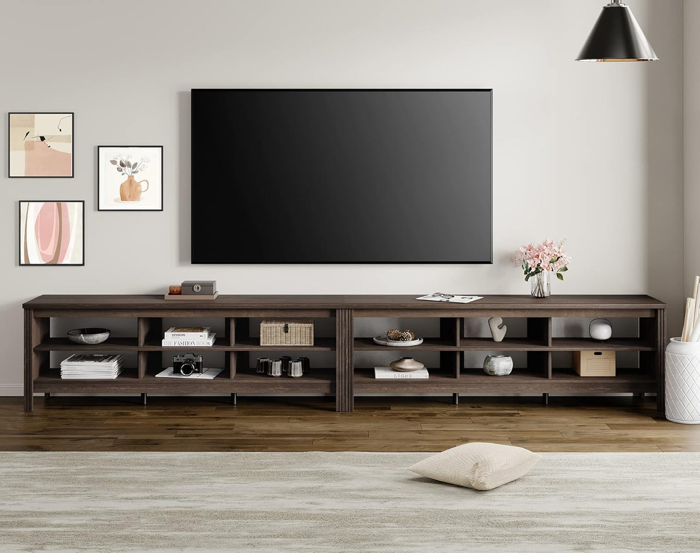 100 TV Stand with 12 Cubby Storage | Espresso Finish