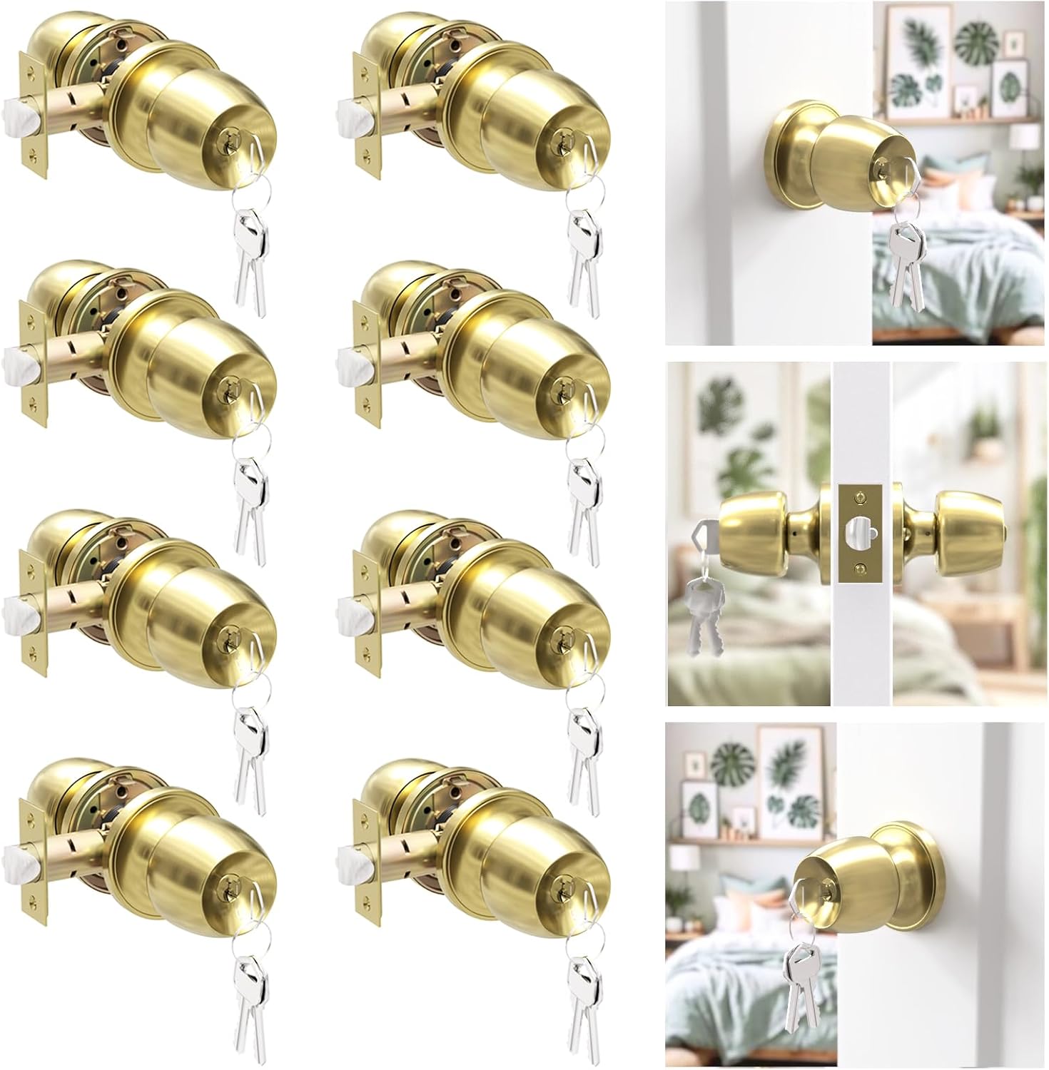 Keyed Entry Door Knob with Lock and Key for Home Use