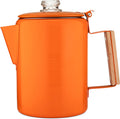 Bozeman Orange Percolator Coffee Pot - Durable Stainless Stovetop