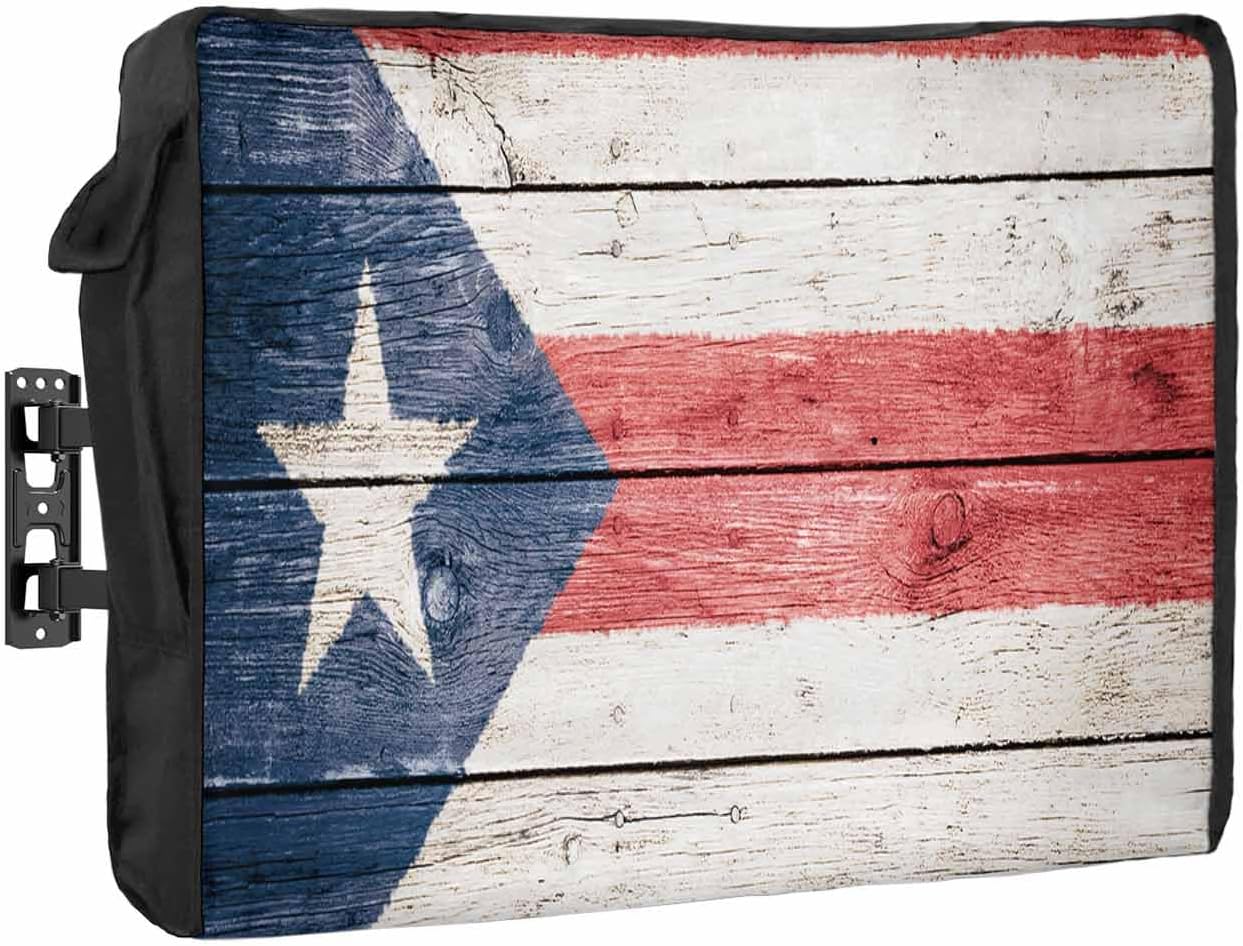 Outdoor TV Cover with Puerto Rico Flag - Waterproof Shield 52-55 in