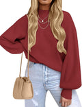 ZESICA Women's Turtleneck Lantern Sleeve Ribbed Sweater - Cozy Fall