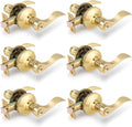 Gobrico Drop-Style Privacy Door Levers Polished Brass 6Pack
