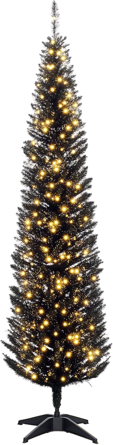 HOMCOM 7ft Tall Pre-Lit Slim Noble Fir Christmas Tree Review