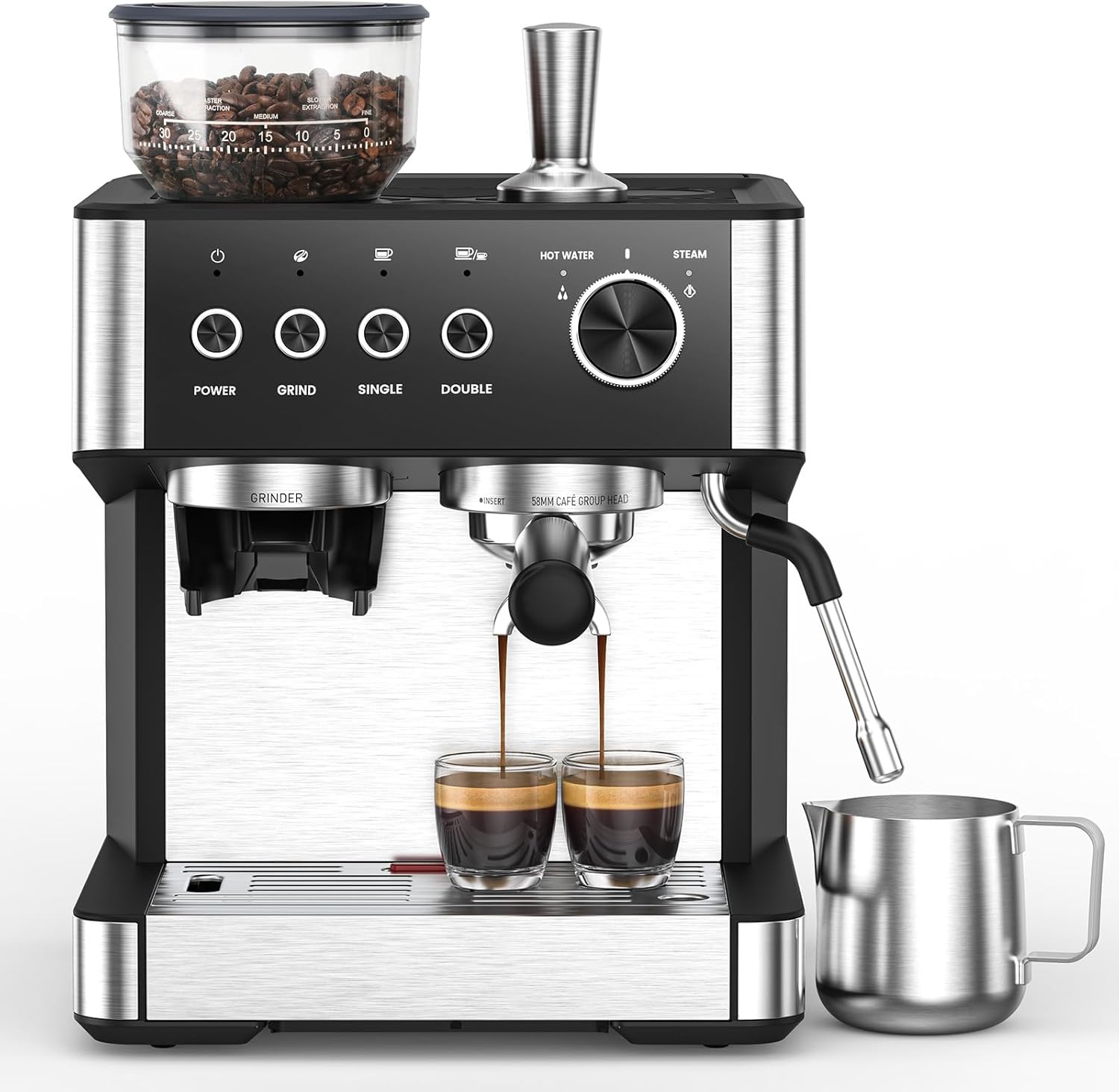 20 Bar Espresso Machine with Grinder for Perfect Lattes