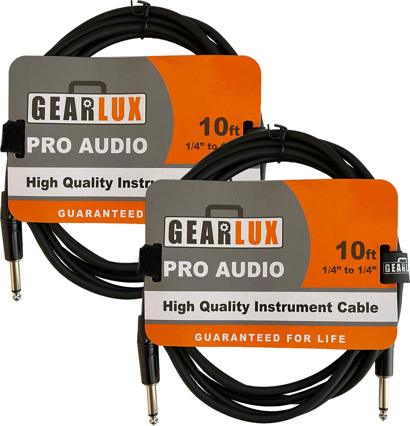 Gearlux 10ft Guitar Cable 2 Pack - Crystal Clear Sound