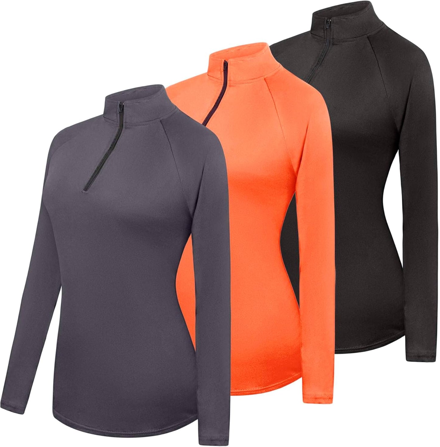 Real Essentials 3 Pack Womens Dry-Fit Quarter Zip & Full Zip Jackets