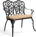 Outdoor Bench with Cushion Patio Loveseat - Cast Aluminum Comfort
