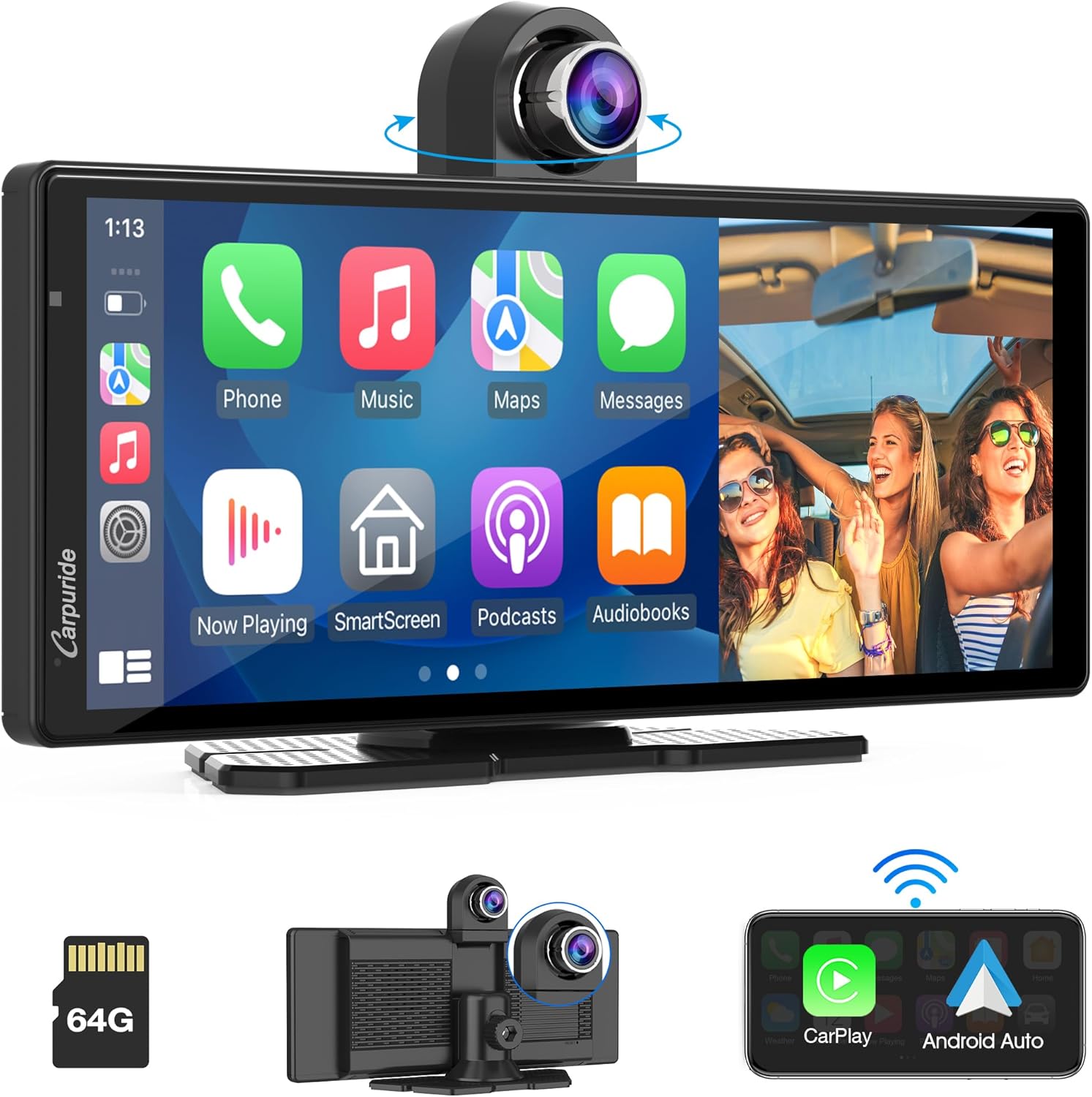 Carpuride 4K W903 Wireless Carplay & Android Auto with Dash Cam