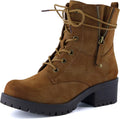 Dunes Women's Kobe Heeled Combat Boots - Comfortable Everyday Ankle