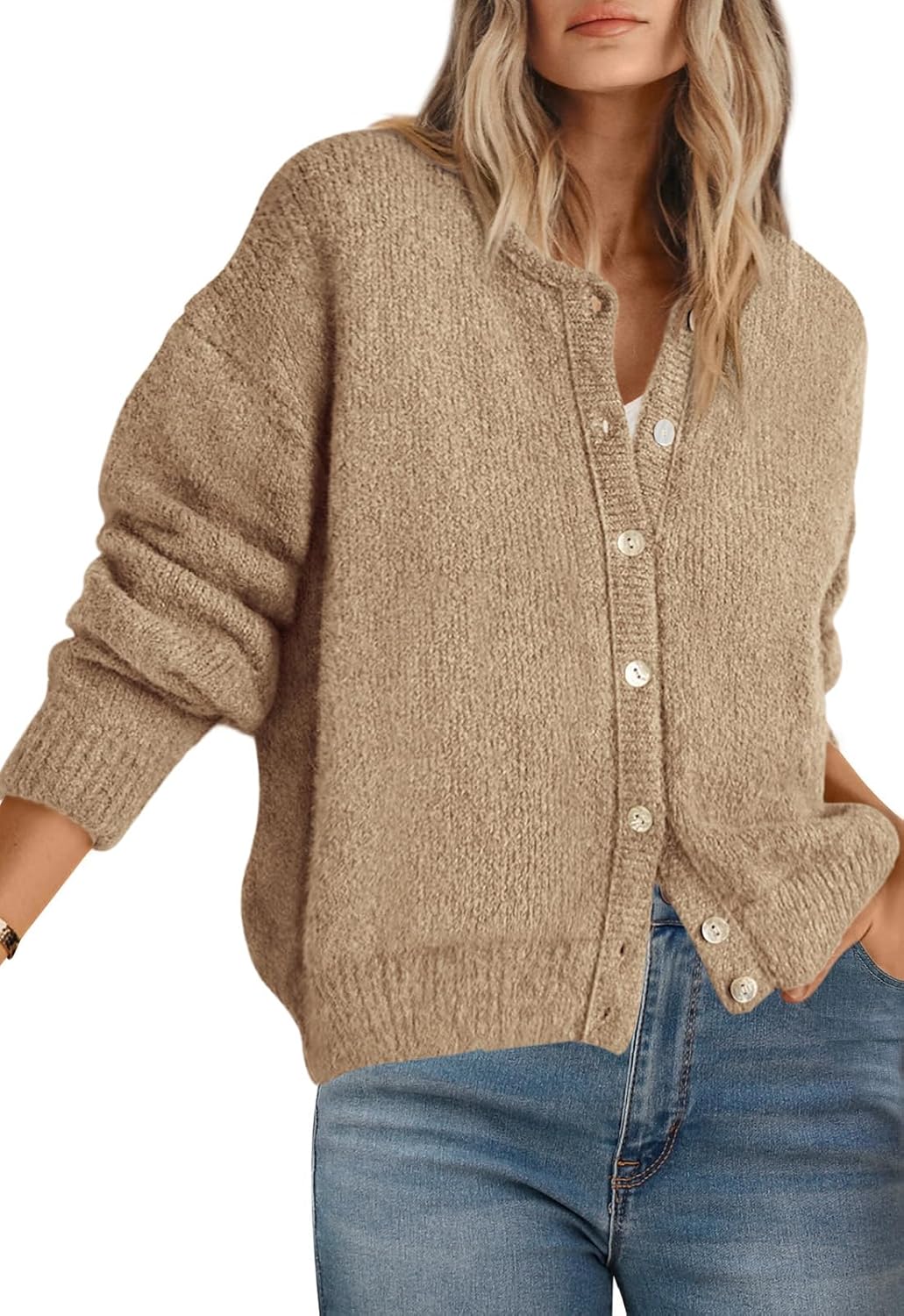 PRETTYGARDEN Long Sleeve Crewneck Cardigan for Women 2025