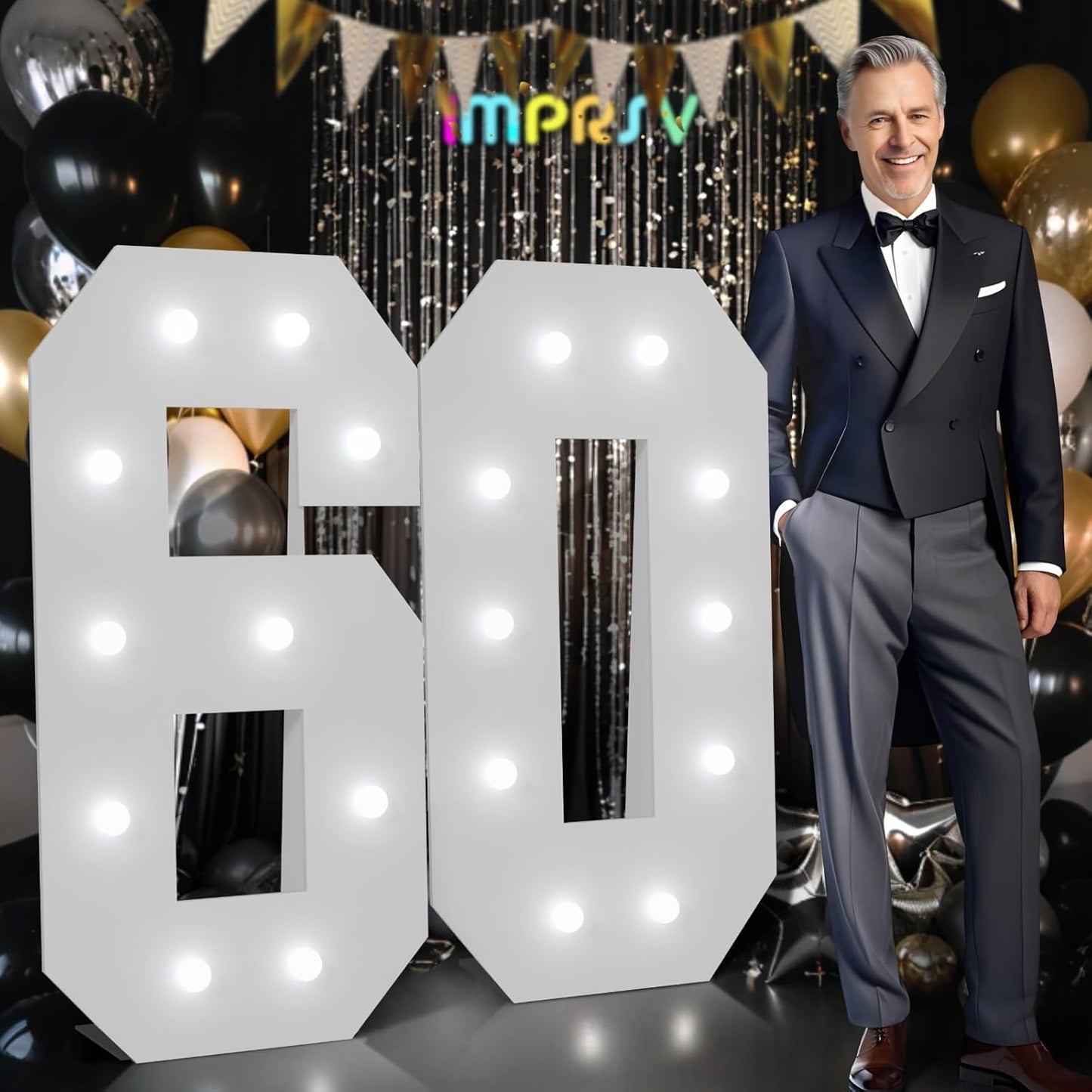 Imprsv Marquee Numbers 60th Birthday Decorations for Parties