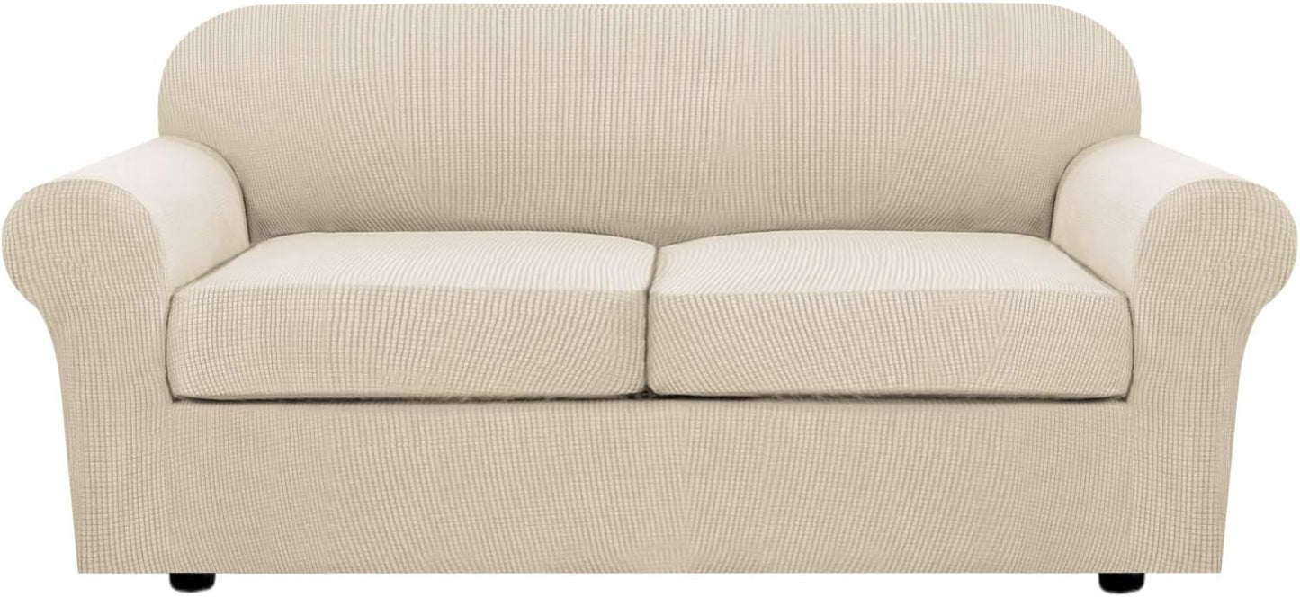 H.VERSAILTEX 3 Piece Stretch Sofa Covers for Custom Fit Comfort