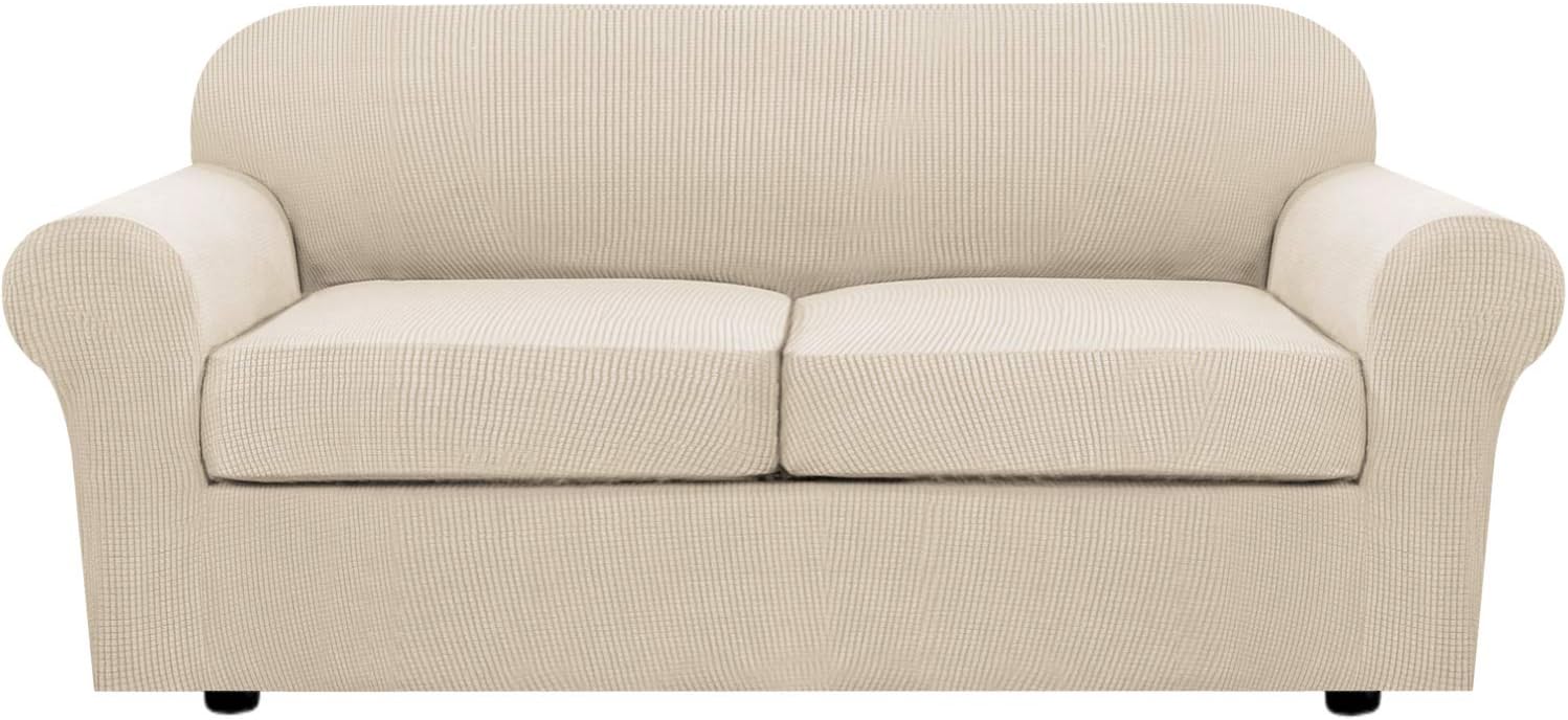 H.VERSAILTEX 3 Piece Stretch Sofa Covers for Custom Fit Comfort