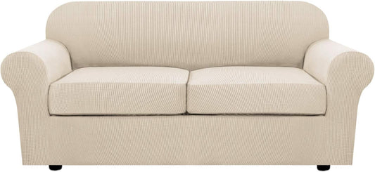 H.VERSAILTEX 3 Piece Stretch Sofa Covers for Custom Fit Comfort