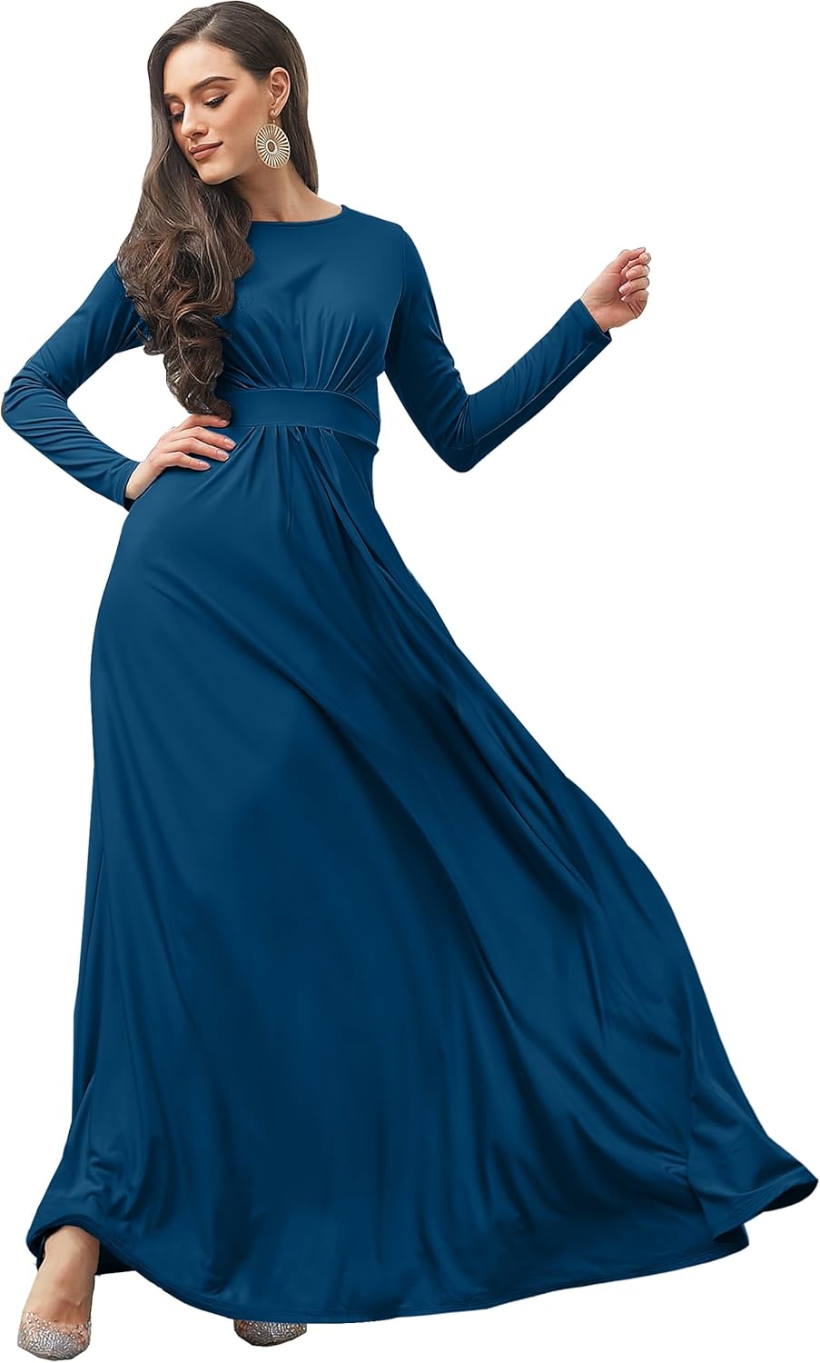 KOH KOH Womens Long Sleeve Flowy Empire Waist Gown Review