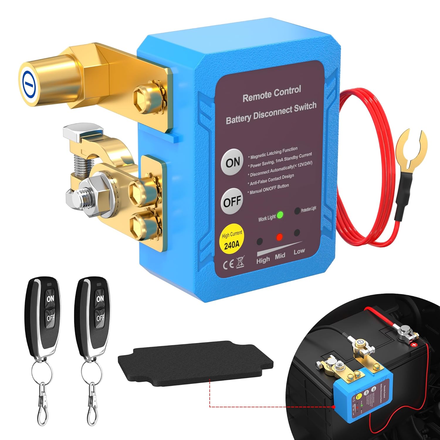 Remote Battery Disconnect Switch 12V 240A for Car and Truck