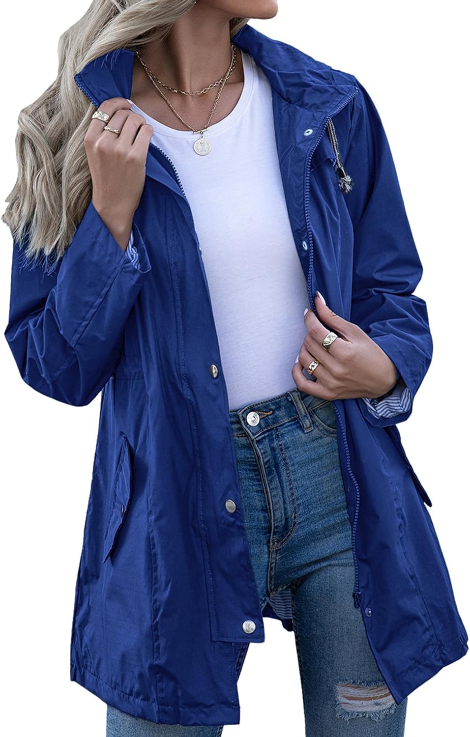 Kikibell Rain Jacket Women Lightweight Waterproof Windbreaker