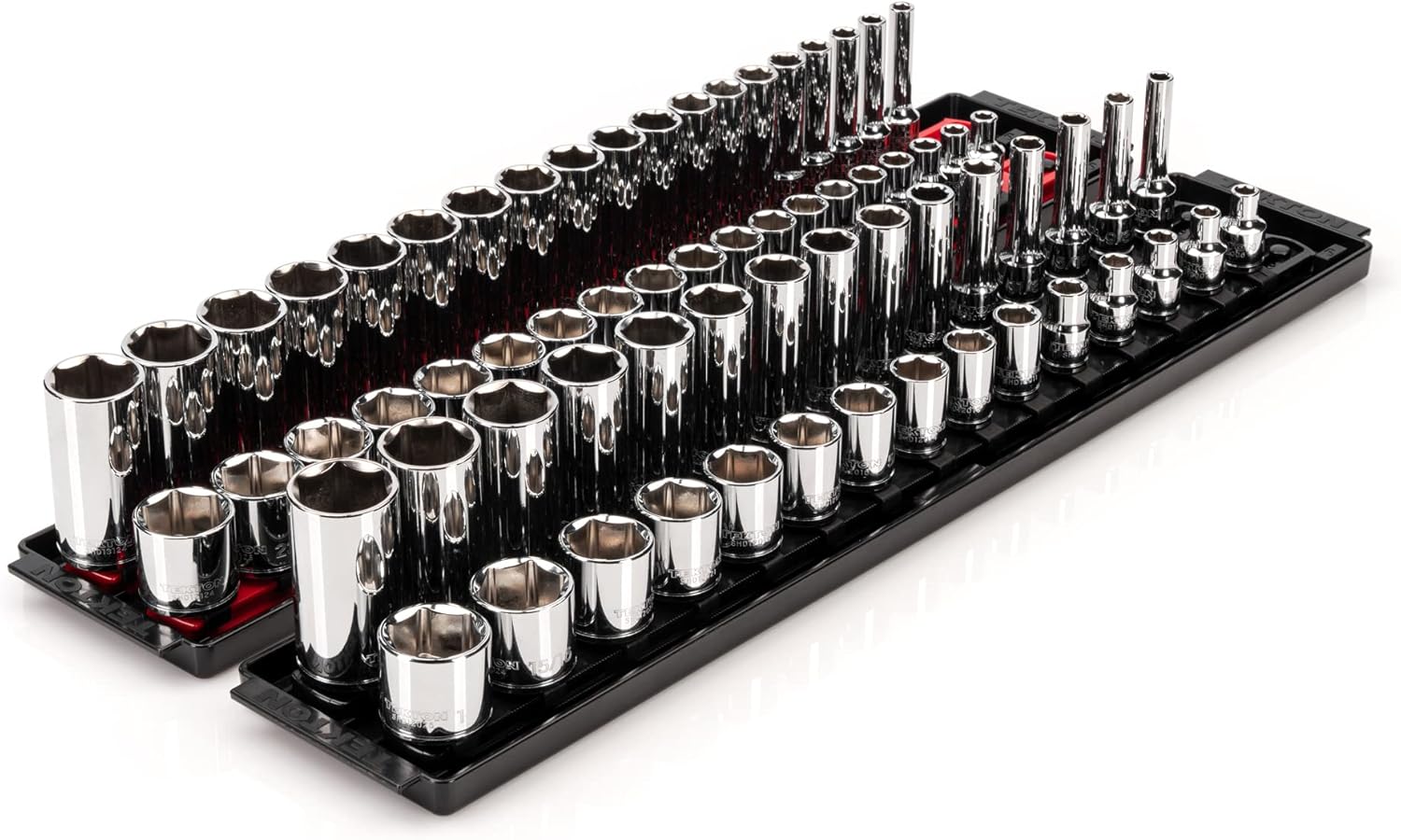 TEKTON 3/8 Inch Drive Socket Set: 68-Piece with Rails for Precision