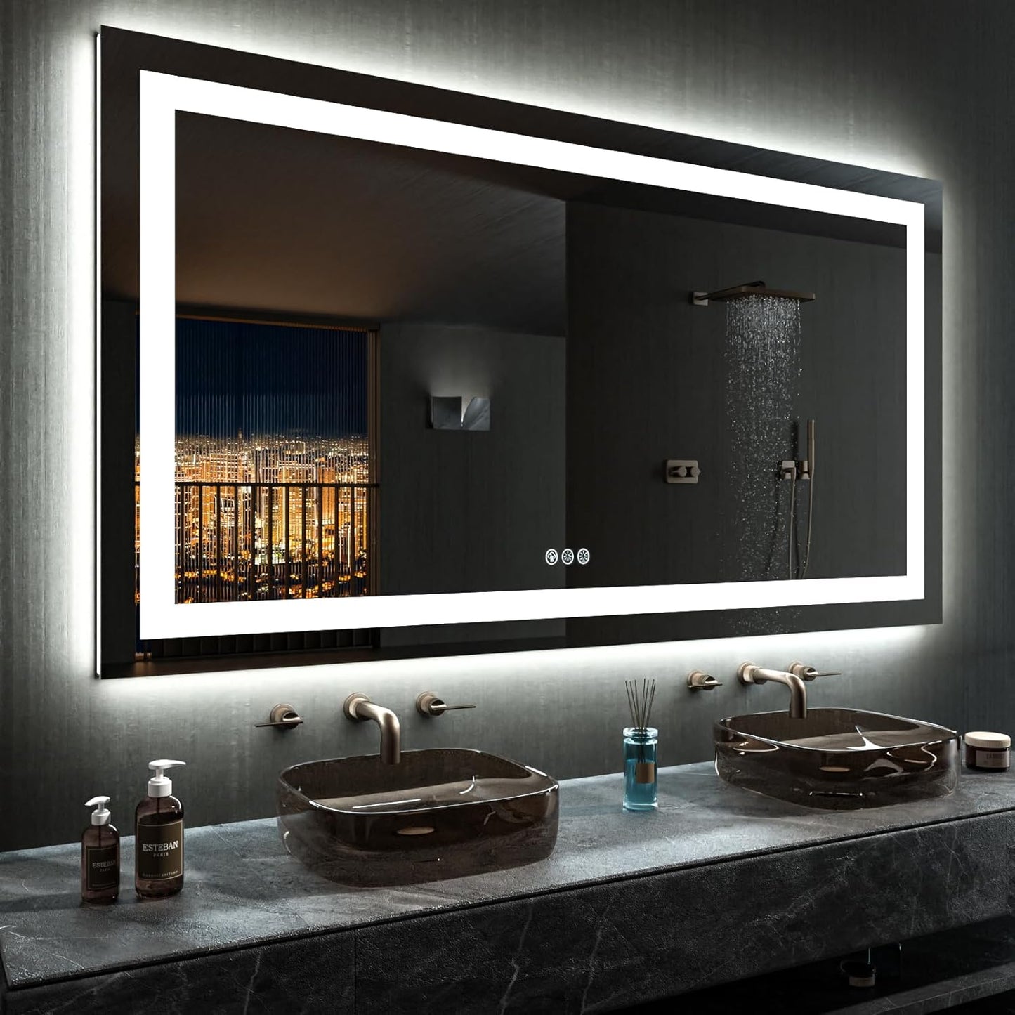 60X36 RGB LED Bathroom Mirror with Lights and Anti-Fog Feature