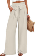 ANRABESS Womens Wide Leg Palazzo Pants Belted High Waisted - Flowy