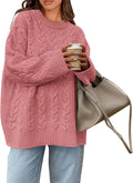 Okiwam Oversized Cable Knit Crewneck Sweater - Cozy Fall Staple Shoes