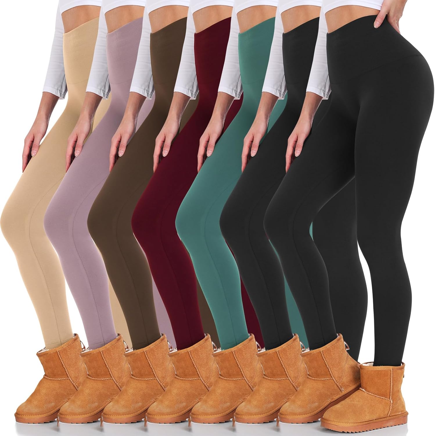 High Waisted Leggings for Women with Tummy Control - 7 Pack
