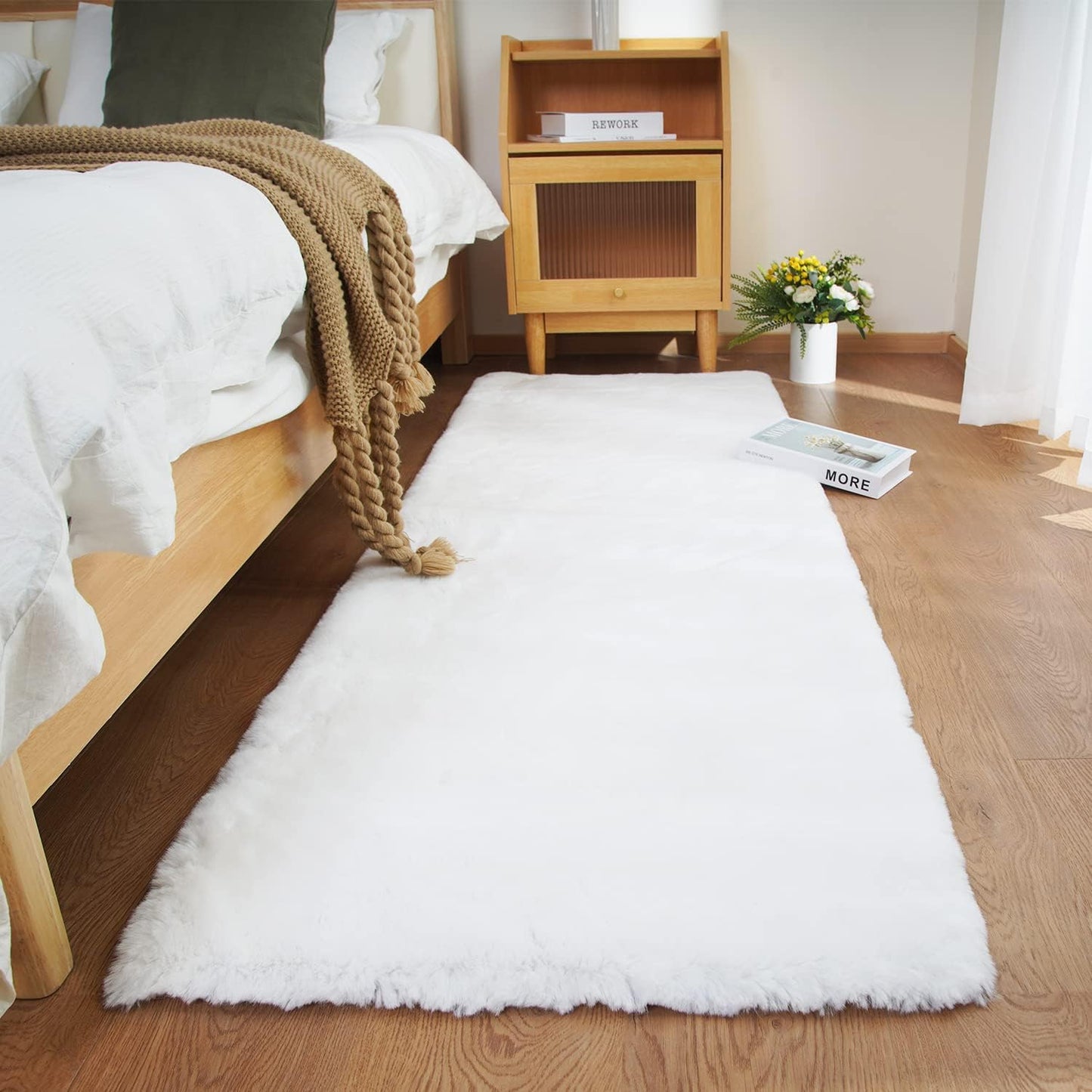 Ghouse Ultra Soft Faux Rabbit Fur Rug for Cozy Living Spaces