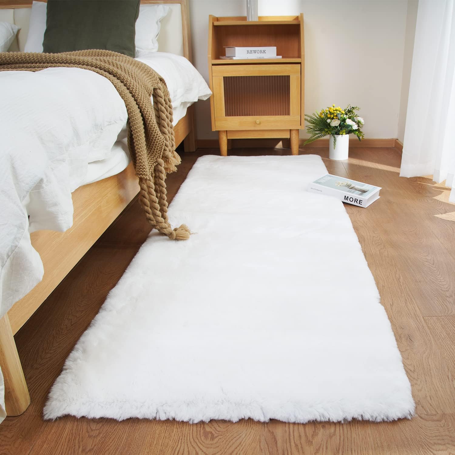 Ghouse Ultra Soft Faux Rabbit Fur Rug for Cozy Living Spaces