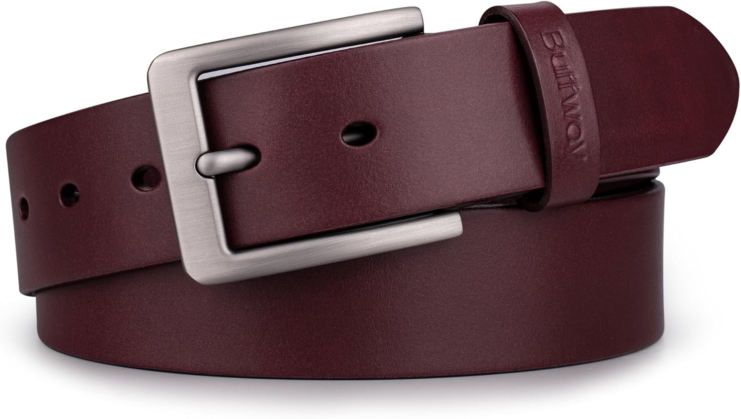 Buffway Mens Full Grain Leather Belt for Jeans & Business Casual