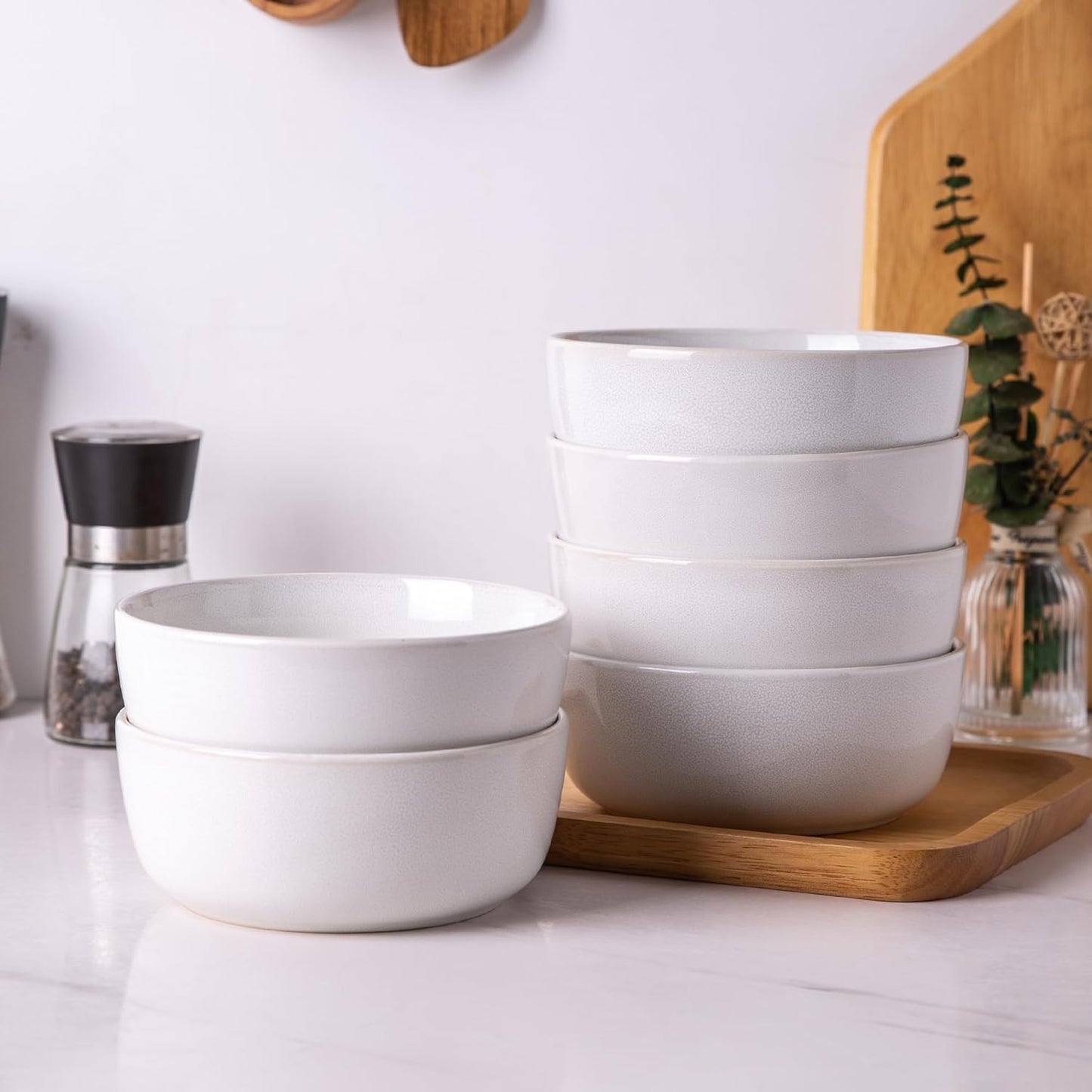 AmorArc Cereal Bowls Set of 6 - Modern Stoneware for Kitchen