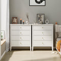 White Fluted 4 Drawer Dresser Set of 2 for Modern Storage
