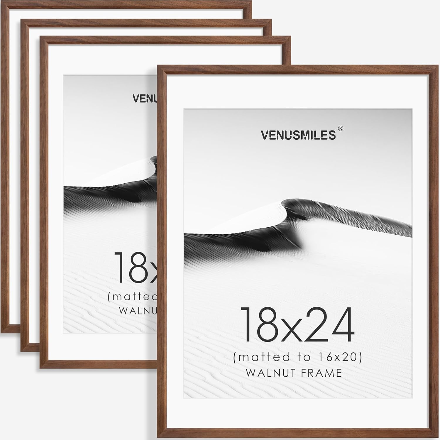 Natural Solid Walnut 18x24 Poster Frame Set of 4 for Display