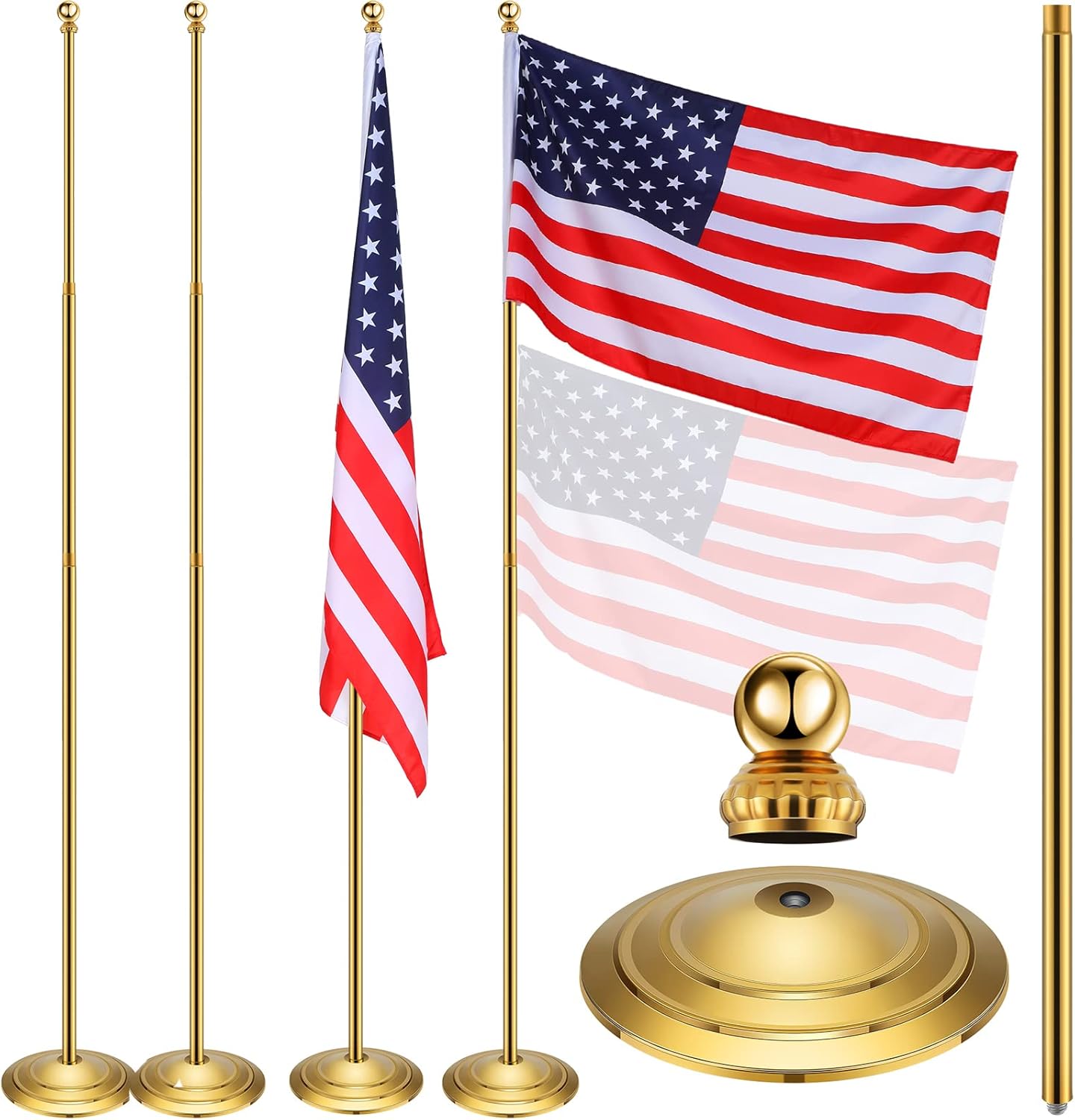 Indoor Telescoping Flag Pole Set for Office and Home Use