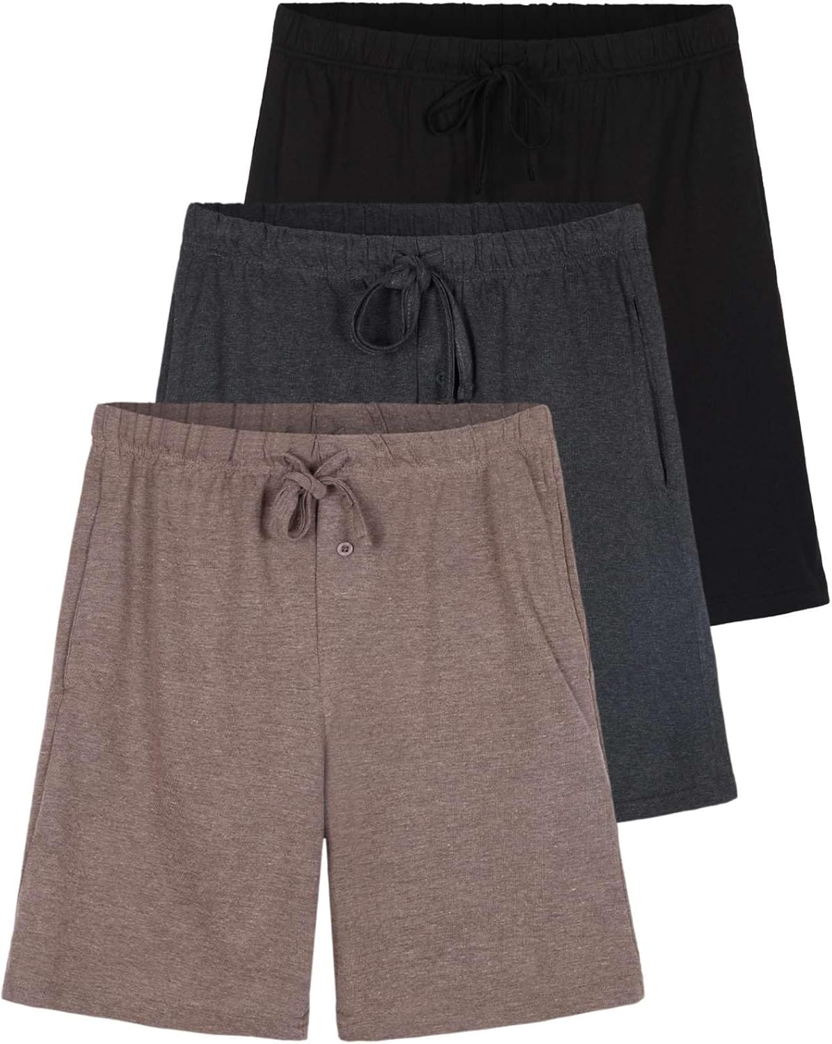 Real Essentials Mens Cotton Ultra-Soft Knit Sleep Pajama Shorts