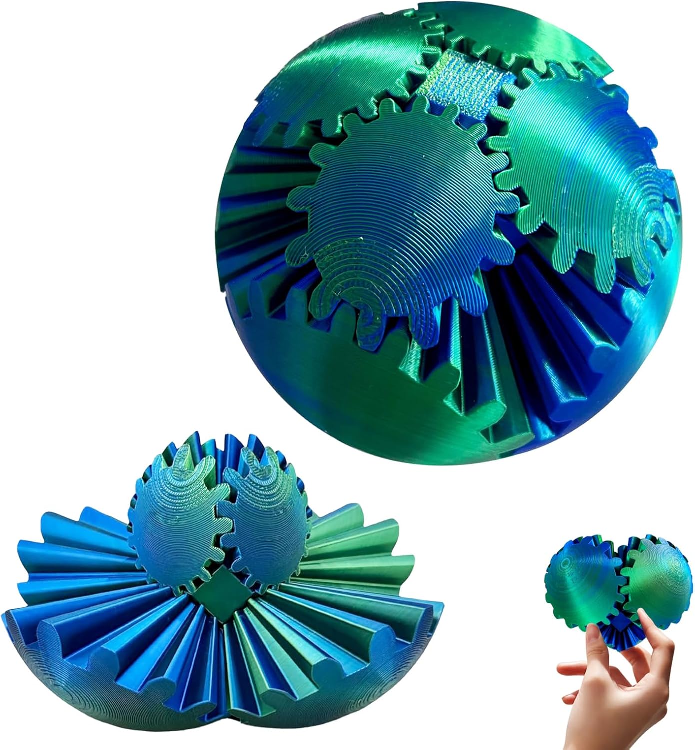 Stress-Relief 3D Gear Cube: Laser Green