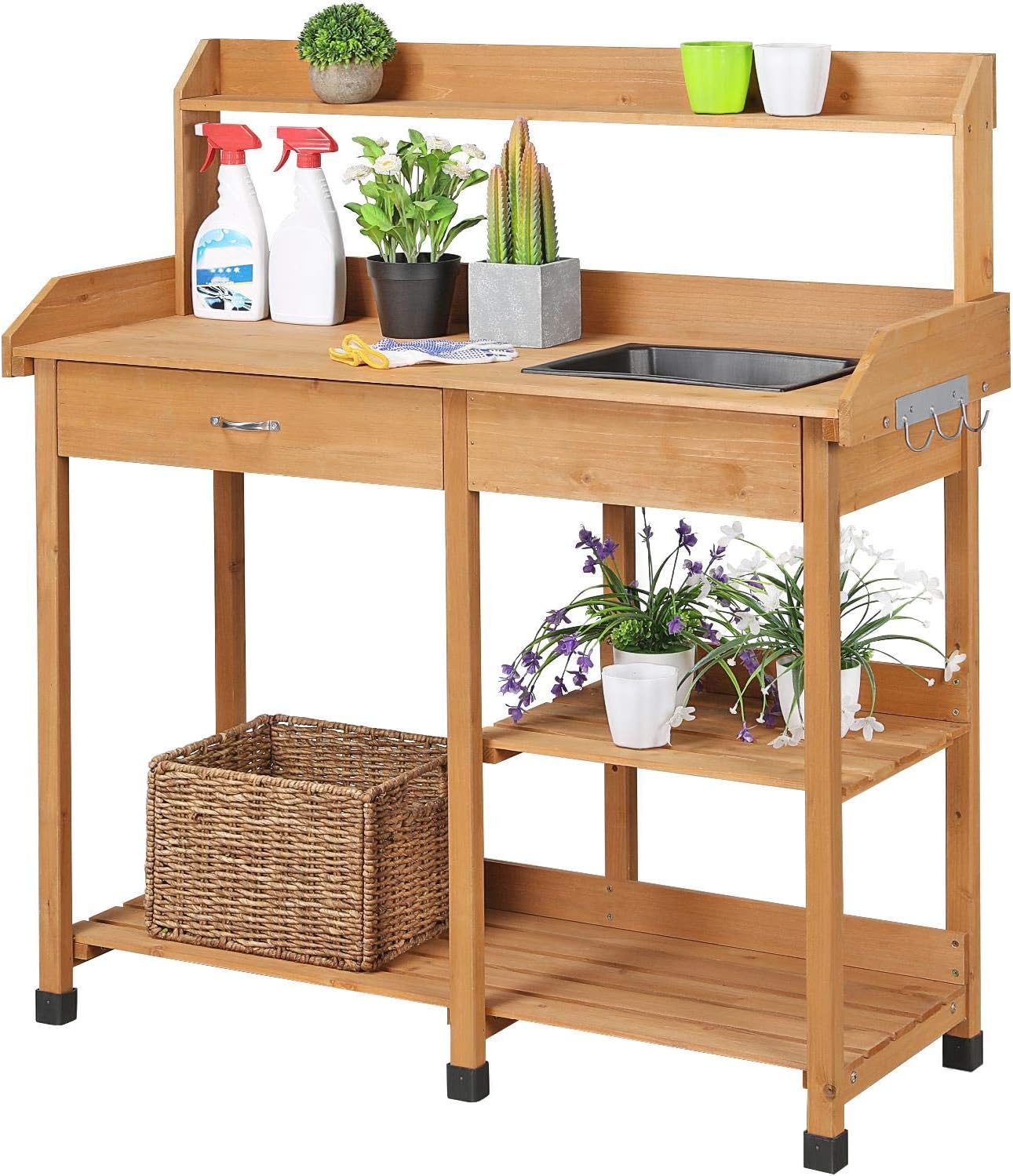 Yaheetech Potting Bench Outdoor Garden Work Station for Horticulture